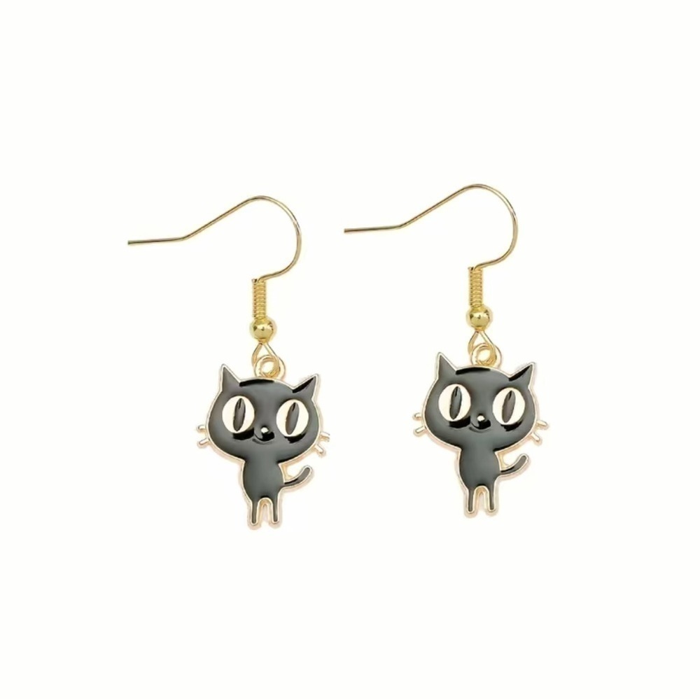 Black Cat Dangle Earrings